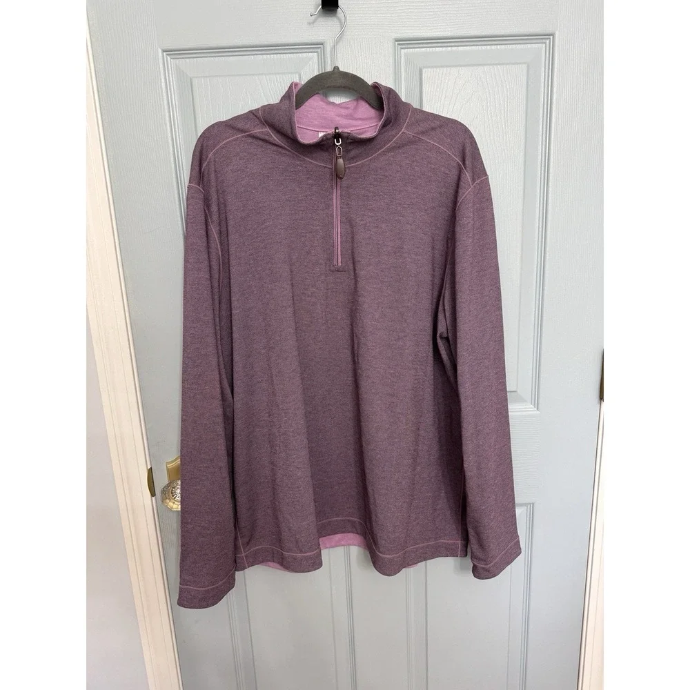 Johnston & Murphy Reversible Quarter Zip pullover Shirt Jacket Men's XL Purple